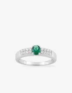 Bague argent 925‰ rhodié et oxyde de zirconium vert accompagné SO OR