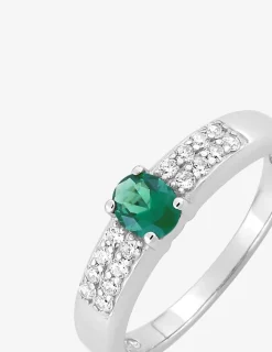 Bague argent 925‰ rhodié et oxyde de zirconium vert accompagné SO OR
