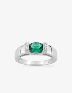 Bague argent 925‰ rhodié et oxyde de zirconium vert SO OR
