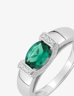 Bague argent 925‰ rhodié et oxyde de zirconium vert SO OR