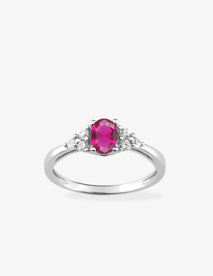 Bague argent 925‰ rhodié et oxyde de zirconium rouge SO OR
