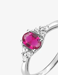 Bague argent 925‰ rhodié et oxyde de zirconium rouge SO OR