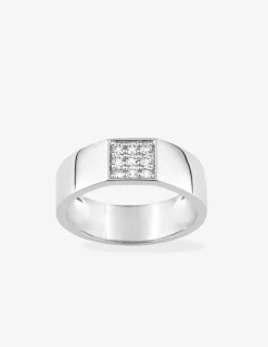 Bague argent 925‰ rhodié rectangle oxydes de zirconium SO OR