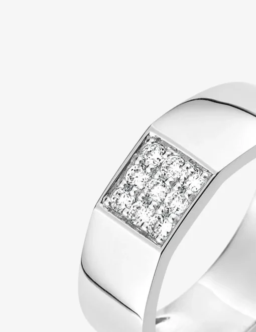 Bague argent 925‰ rhodié rectangle oxydes de zirconium SO OR