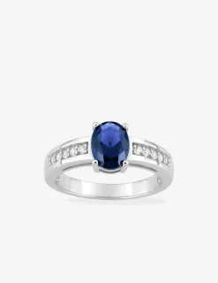 Bague argent 925‰ solitaire oxyde bleu fantaisie SO OR