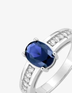 Bague argent 925‰ solitaire oxyde bleu fantaisie SO OR
