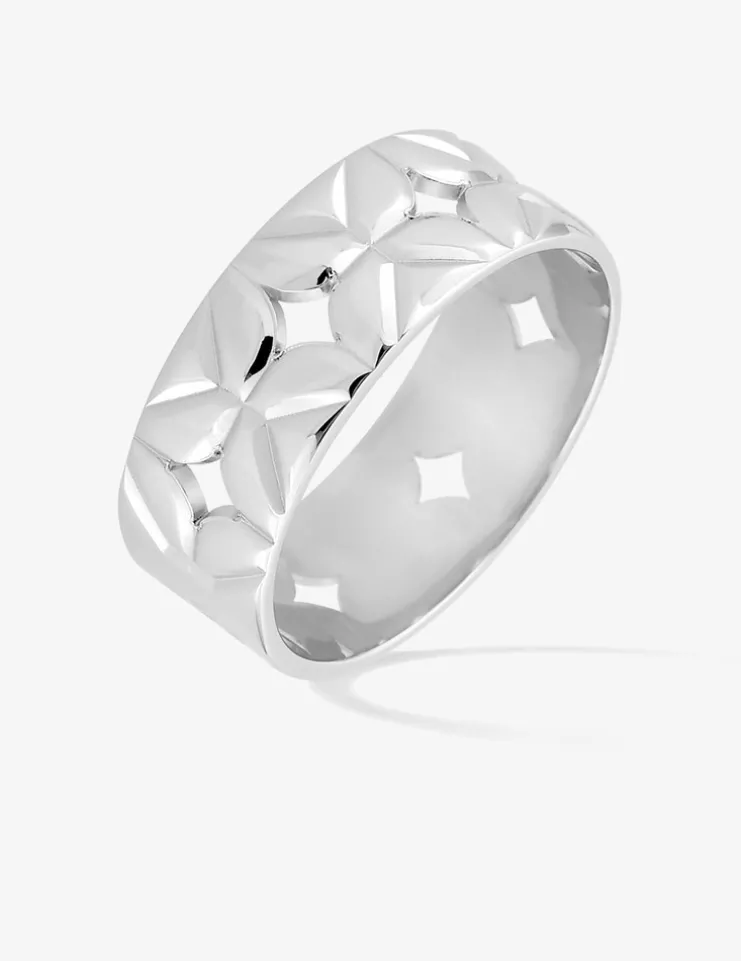 Bague argent gris rhodié 925‰ motif mosaïque fantaisie SO OR