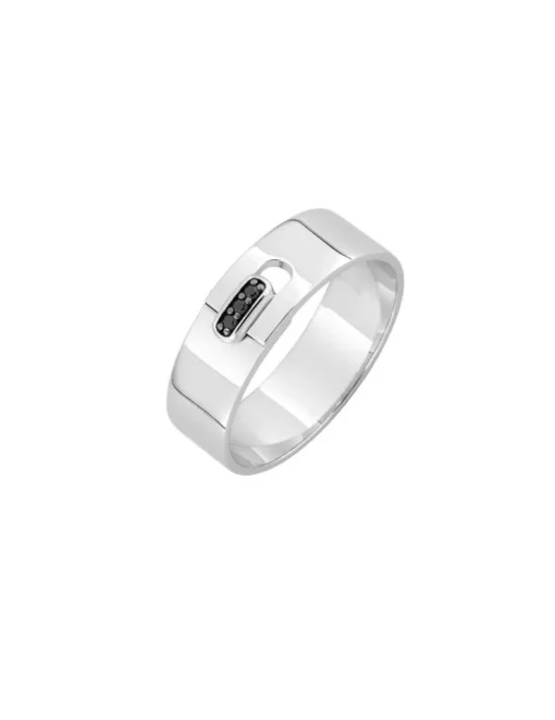 Bague argent gris rhodié 925‰ oxyde noir fantaisie SO OR