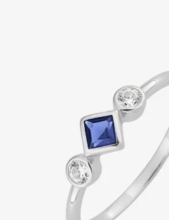 Bague argent rhodié 925 ‰ avec oxyde de zirconium bleu et blanc SO OR