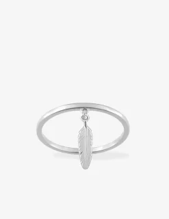 Bague argent rhodié 925 ‰ breloque plume SO OR