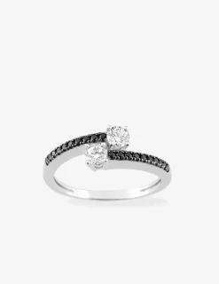 Bague argent rhodié 925 ‰ et oxyde de zirconium blanc et noir SO OR