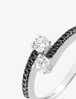 Bague argent rhodié 925 ‰ et oxyde de zirconium blanc et noir SO OR