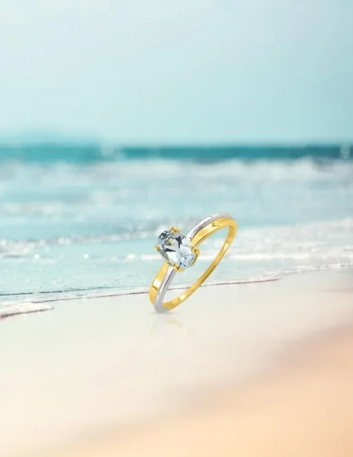 Bague bicolore 375‰, aigue-marine SO OR
