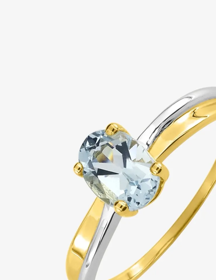 Bague bicolore 375‰, aigue-marine SO OR