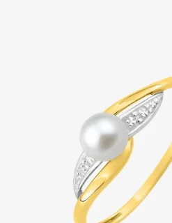 Bague bicolore en or 375‰ et perle 4,5 mm SO OR
