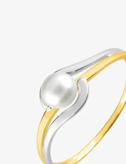 Bague bicolore en or 375‰ et perle 4,5 mm SO OR