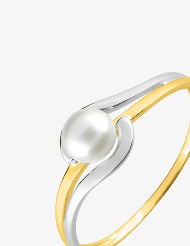 Bague bicolore en or 375‰ et perle 4,5 mm SO OR