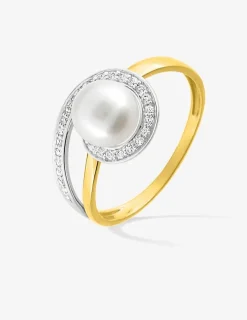 Bague bicolore en or 375‰ et perle 6,5 mm SO OR