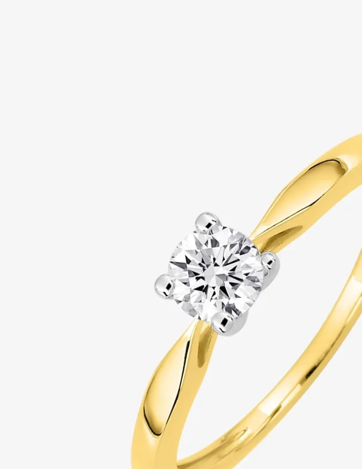 Bague bicolore or 750 ‰ et oxyde de zirconium 0,40 ct SO OR