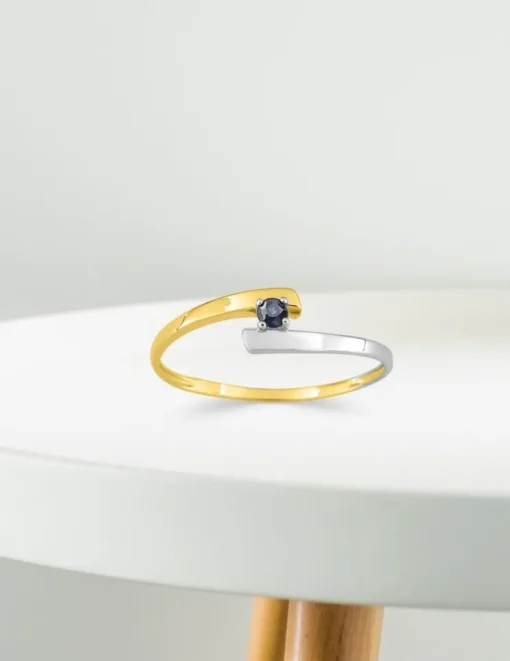 Bague bicolore or 375‰ et saphir SO OR