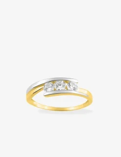 Bague bicolore or 375‰ et trilogie oxydes de zirconium SO OR