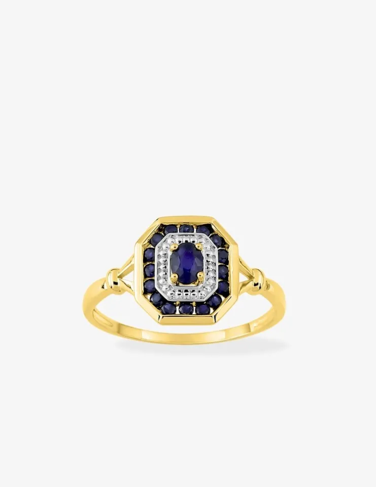 Bague bicolore or jaune 750 ‰ avec rhodium et saphirs SO OR