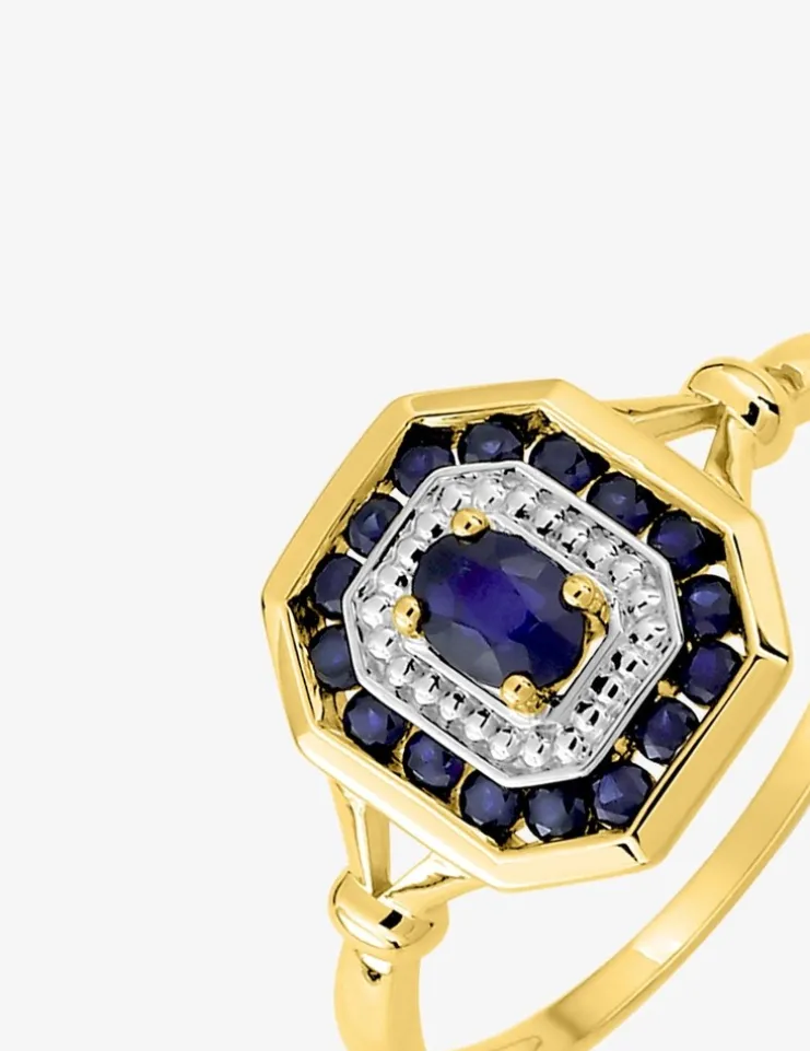 Bague bicolore or jaune 750 ‰ avec rhodium et saphirs SO OR