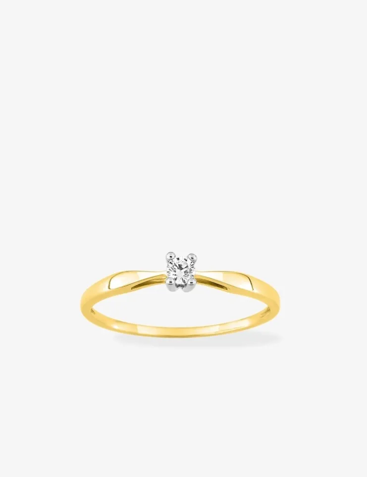 Bague bicolore or jaune 750 ‰ et oxyde de zirconium 0,10 ct SO OR