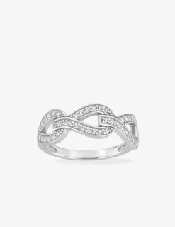 Bague boucles argent 925‰ rhodié et oxydes de zirconium SO OR