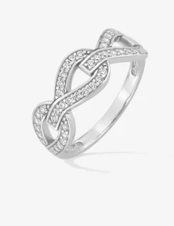 Bague boucles argent 925‰ rhodié et oxydes de zirconium SO OR