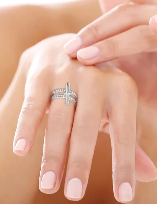 Bague breloque Argent 925‰ rhodié & oxydes de zirconium SO OR
