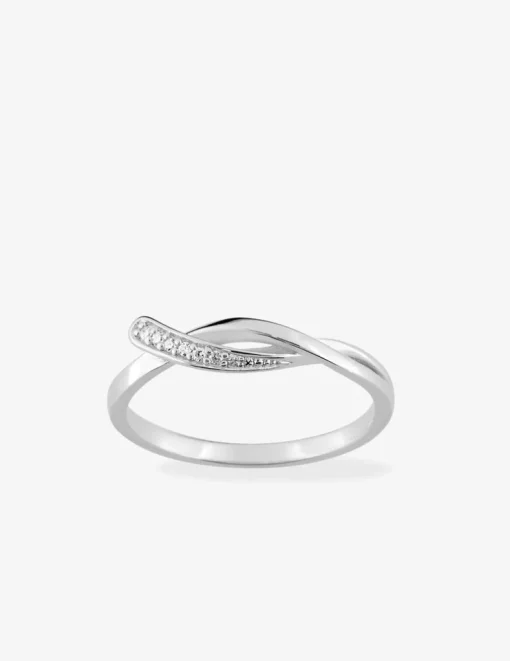 Bague brins entrelacés argent 925‰ rhodié et oxydes de zirconium SO OR