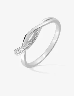 Bague brins entrelacés argent 925‰ rhodié et oxydes de zirconium SO OR
