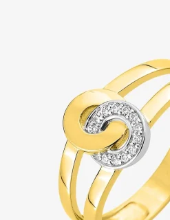 Bague cercles or jaune 375‰, rhodium et oxydes de zirconium SO OR