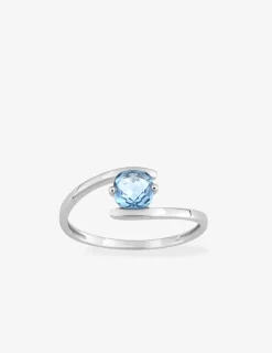 Bague classique or blanc 375‰, topaze SO OR