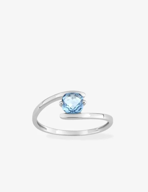 Bague classique or blanc 375‰, topaze SO OR