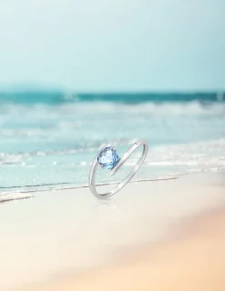 Bague classique or blanc 375‰, topaze SO OR