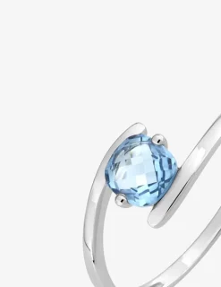 Bague classique or blanc 375‰, topaze SO OR