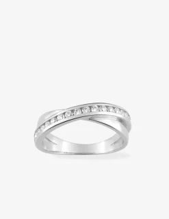Bague croisée serti rail argent rhodié 925 ‰ et oxyde de zirconium SO OR