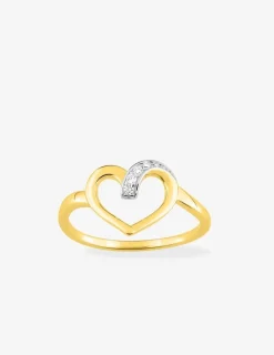 Bague cœur ajouré plaqué or, rhodium et oxydes de zirconium SO OR