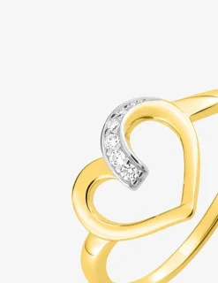 Bague cœur ajouré plaqué or, rhodium et oxydes de zirconium SO OR