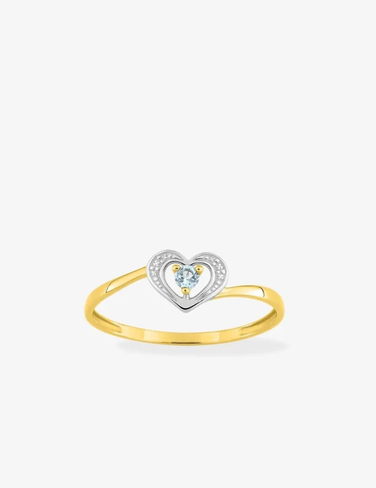 Bague cœur bicolore or 375‰, topaze SO OR