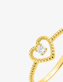 Bague cœur effet perlé or jaune 375‰ et oxyde de zirconium SO OR