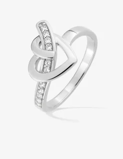 Bague cœur et ruban argent 925‰ rhodié et oxydes de zirconium SO OR