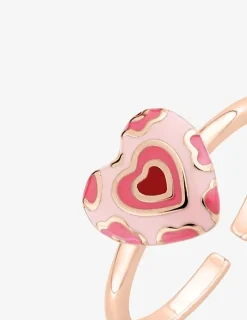 Bague cœur léopard réglable plaqué or rose et laque SO OR