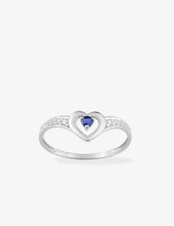 Bague cœur or blanc 750 ‰ et saphir SO OR