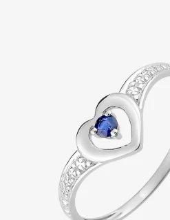 Bague cœur or blanc 750 ‰ et saphir SO OR
