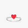 Bague cœur réglable argent rhodié 925 ‰ et laque rouge SO OR