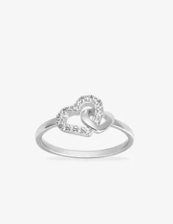 Bague cœurs entrelacés argent rhodié 925 ‰ et oxyde de zirconium SO OR