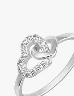 Bague cœurs entrelacés argent rhodié 925 ‰ et oxyde de zirconium SO OR